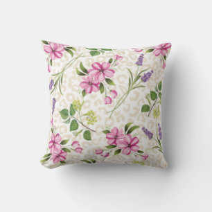 Schicker Leopardenprint und rosa florale Botanik Kissen