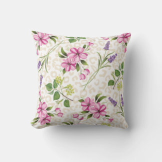 Schicker Leopardenprint und rosa florale Botanik Kissen