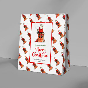 Schicker lustiger Weihnachtsmann festliche rote gr Mittlere Geschenktüte
