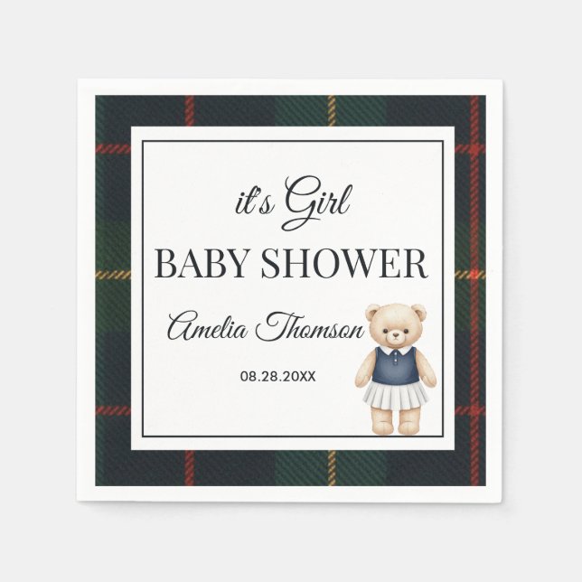 schicker Luxus-Teddybär-Baby-Shower Serviette (Vorderseite)