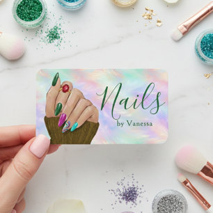Schicker Maniküre-Künstler Nagelstudio Irisierende Visitenkarte
