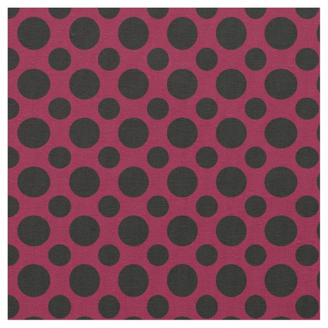 Schicker Merlot/schwarze Tupfen Burgunders Stoff (Nahaufnahme)