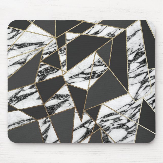 Schicker moderner Goldmarmor und schwarzes Mousepad (Vorne)