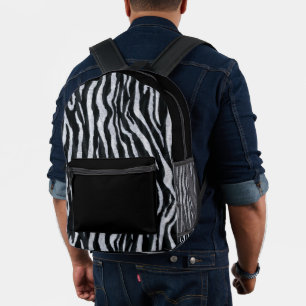 Schicker monochromer Zebradruck-Tagesrucksack Bedruckter Rucksack