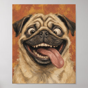 Schicker Mops mit Brille und Fliege Poster