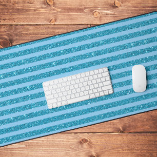 Schicker Ozeanblauer Glitter-Stil horizontale Stre Schreibtischunterlage