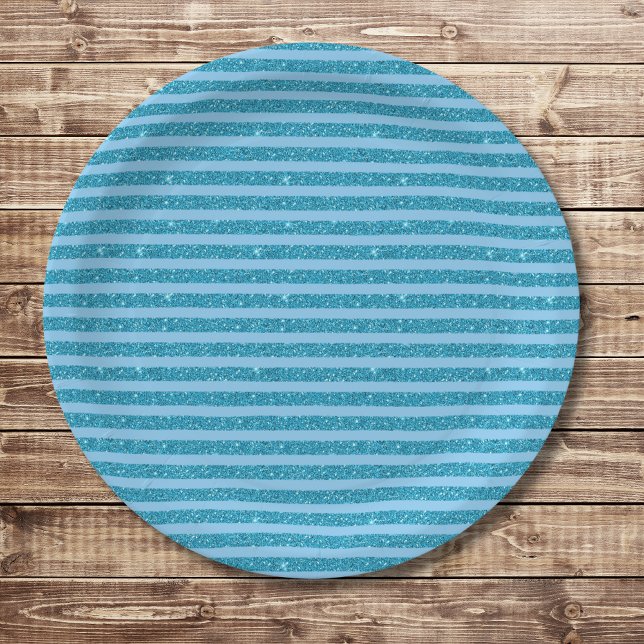 Schicker Ozeanblauer Glitter-Stil mit horizontalen Pappteller (Von Creator hochgeladen)