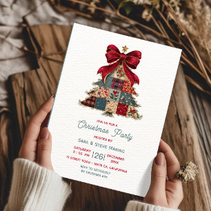 schicker Patchwork-Tannenbaum-Bogen Weihnachtsfeie Einladung