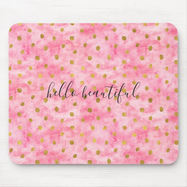 Schicker rosa Aquarell-GoldConfetti Mousepad (Vorne)