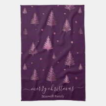 Schicker rosa-glitzer-frohe-weihnachtsbaum-name