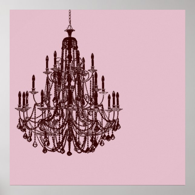 Schicker rosa Kronleuchter Poster (Vorne)