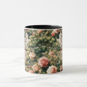 Schicker Rosa Rosenranken Blumeneleganz Tasse