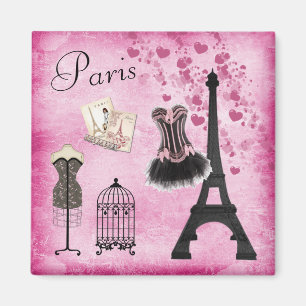 Schicker rosa schwarzer Paris-Mode-Eiffelturm Magnet