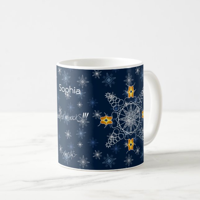 Schicker Schneeflocken-Kuss Winter muackS!!!-Bearb Kaffeetasse (VorderseiteRechts)