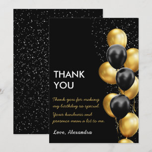Schicker schwarzer Goldballon Dankeskarte