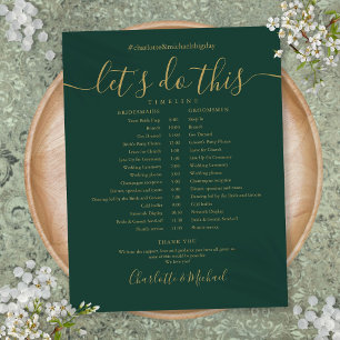 Schicker Smaragdgrün-Gold-Hochzeitsplan Zeitachse