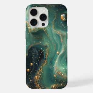 Schicker Smaragdgrüner Malachit Gold Glitter Desig iPhone 15 Pro Max Hülle