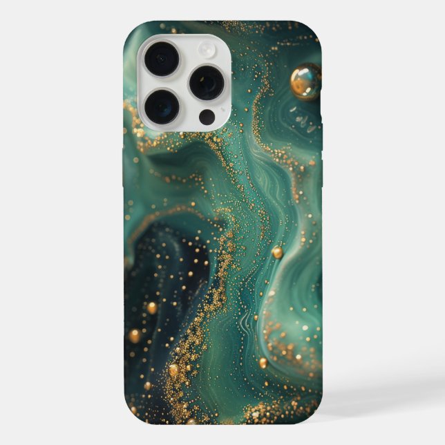 Schicker Smaragdgrüner Malachit Gold Glitter Desig iPhone Hülle (Rückseite)