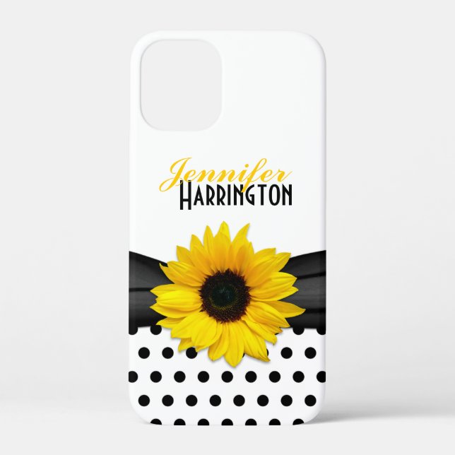 Schicker Sonnenblumen-Polka-Dot Case-Mate iPhone Hülle (Rückseite)