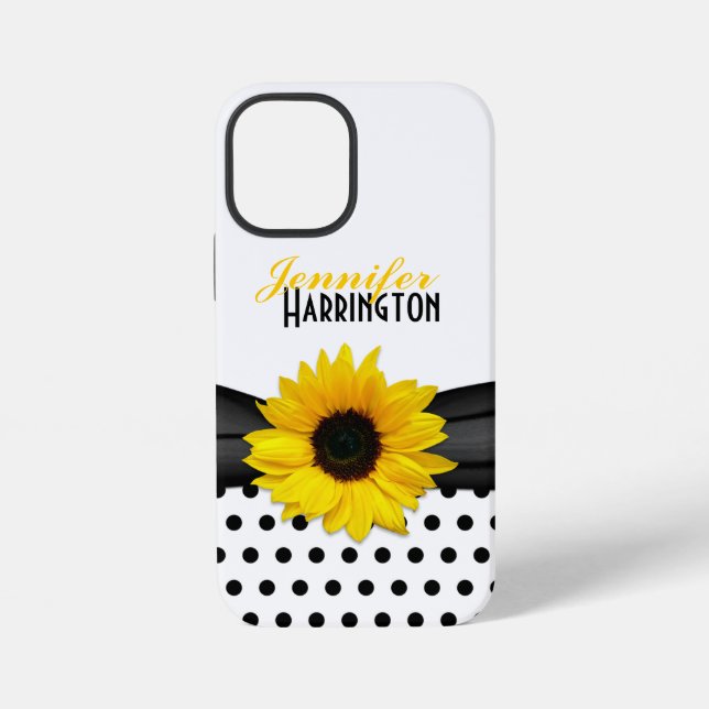 Schicker Sonnenblumen-Polka-Dot iPhone Hülle (Rückseite)