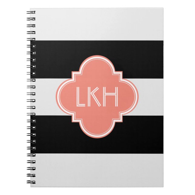 Schicker Streifen u. Monogramm drei Notizblock (Vorderseite)