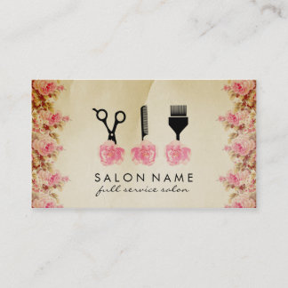 schicker Vintage-Friseur-Stylist rosa Rose Visitenkarte
