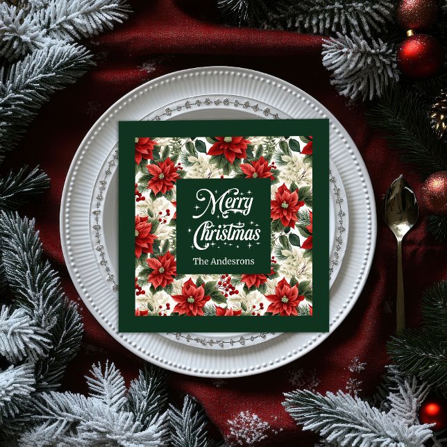 Schicker Weihnachts-Kranz-Tischdecken Personalisie Serviette (Chic Christmas Wreath Napkins Personalized Gift)
