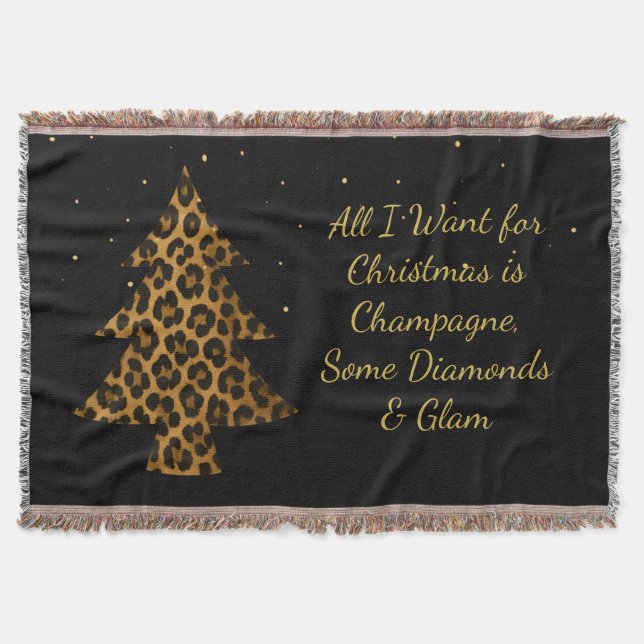 Schicker Weihnachts-Leoparden-Baum-Design Decke (Vorderseite)