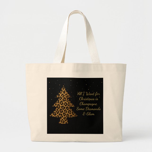 Schicker Weihnachts-Leoparden-Baum-Design Jumbo Stoffbeutel (Vorne)