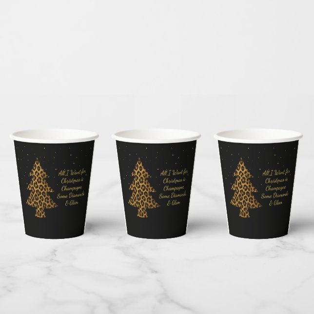 Schicker Weihnachts-Leoparden-Baum-Design Pappbecher (Multi)