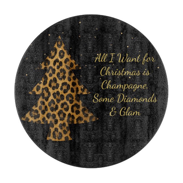 Schicker Weihnachts-Leoparden-Baum-Design Schneidebrett (Vorderseite)