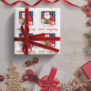 Schicker Weihnachtsmann unter dem Schnee mit Gesch Geschenkpapier