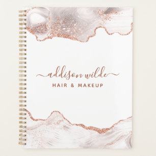 Schicker weißer Marmor Achat Roségold Glitter Planer
