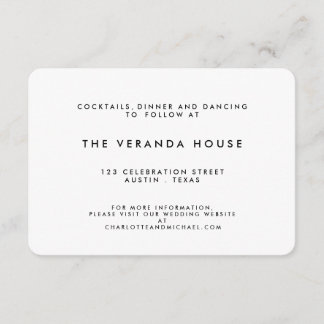 Schicker weißer moderner Hochzeits-Einsatz des Begleitkarte