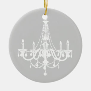 Schicker weißer und grauer Kronleuchter Keramik Ornament