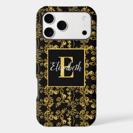 Schicker Wirbel Gold Blumen Vintage Monogramm Anfa