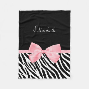 Schicker Zebra-Druck-Girly hellrosa Band mit Namen Fleecedecke