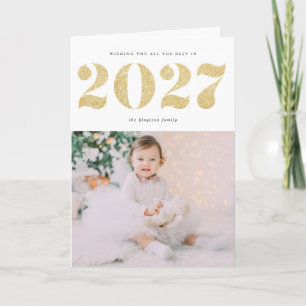 Schickes 2022 Gold Glitter Frohes Neues Jahr Foto Feiertagskarte