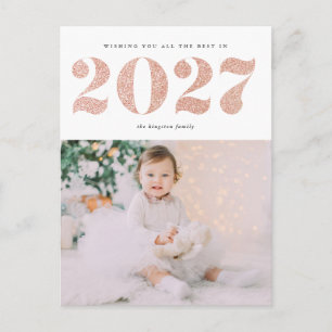 Schickes 2022 Rose Gold Glitter Frohes Neues Jahr Feiertagspostkarte