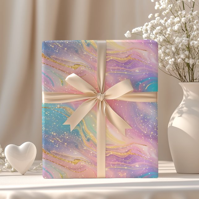 Schickes abstraktes Pastell-Glitter-Farbenmuster Geschenkpapier (Von Creator hochgeladen)