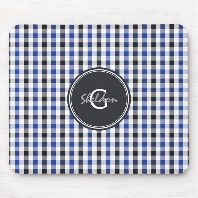 schickes adrettes Ginghammustermonogramm des Mousepad (Vorne)