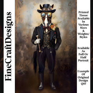 Schickes anthropomorphes Steampunk-Pferd Q8F Décou Seidenpapier
