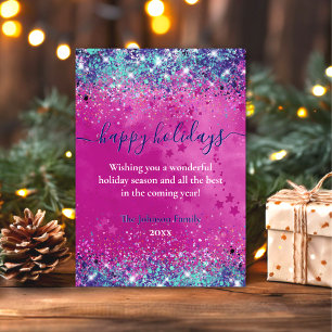 Schickes aqua rosa glitzerndes Weihnachts- und Neu Karte