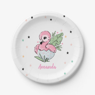 Schickes Baby Flamingo, Sterne, Prinzessin  Pappteller