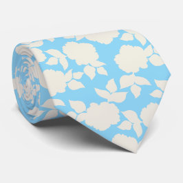 Schickes babyblau-weißes Blumenmuster Krawatte