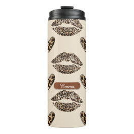 Schickes Beige- und Schwarz-Cheeta-Druckmuster Thermosbecher