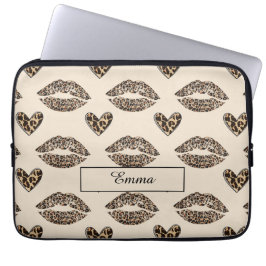 Schickes Beige und schwarzer Cheetah-Druck Laptopschutzhülle
