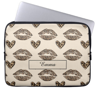 Schickes Beige und schwarzer Cheetah-Druck Laptopschutzhülle