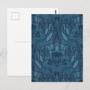 Schickes Blau Jugendstil Schwertlilie Botanisches  Postkarte