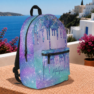 Schickes blau-lila Ombre-Glitter-Tropfen Bedruckter Rucksack